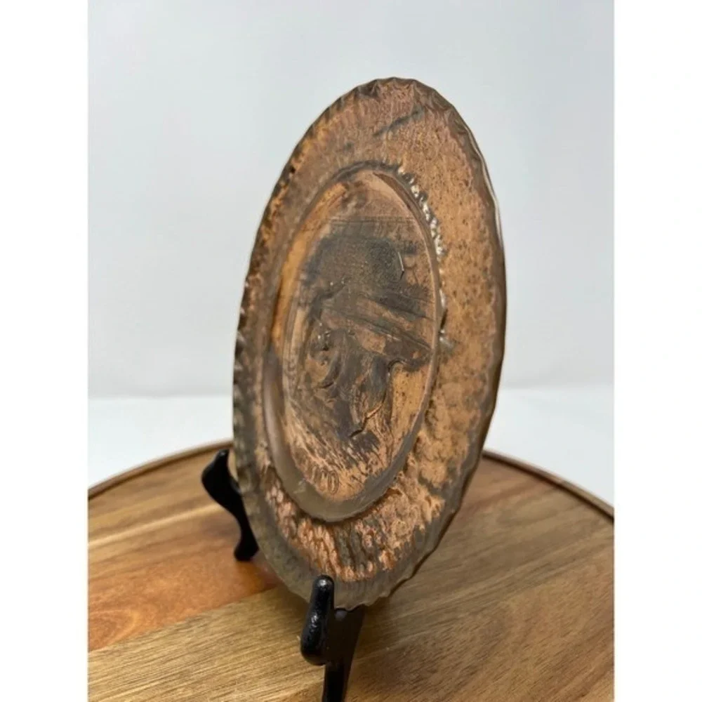 Vintage Mexican Bullfighter Copper Plate Wall Decor Art 7‎ Inch Round